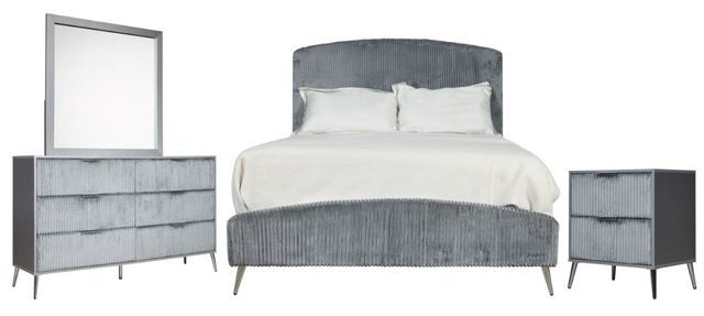 New Classic® Home Furnishings Kailani 4-Piece Gray King Panel Bedroom Set-0