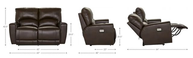 La-Z-Boy® Cassian Dark Chocolate Leather Power Reclining Loveseat with Headrest-2
