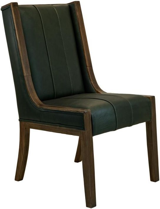 International Furniture Direct Balam Brown/Green Leather Dining Side Chair-0