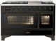 Ilve® Majestic III 48" Glossy Black Pro Style Dual Fuel Liquid Propane Range with Triple Glass Door and Burnished Trim-0