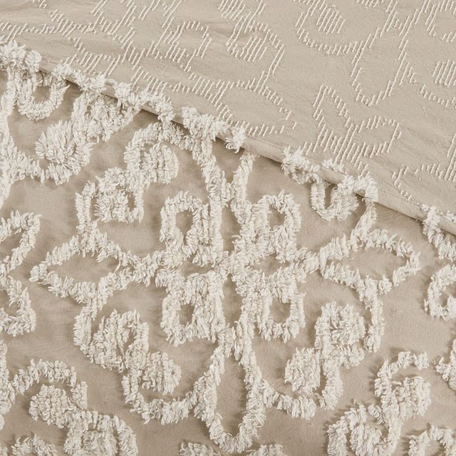 Olliix by Madison Park Sabrina 3 Piece Taupe King/California King Tufted Cotton Chenille Bedspread Set-4