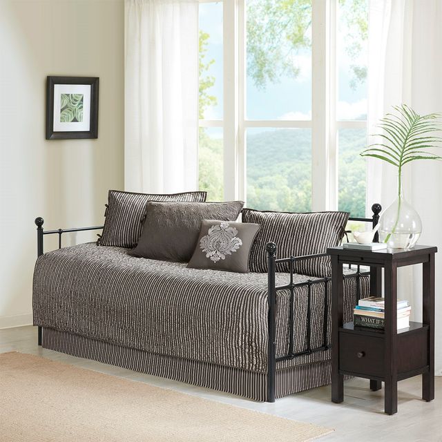 Olliix by Madison Park 6 Piece Dark Grey Quebec Reversible Daybed Cover Set-1