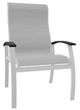 Telescope Casual Belle Isle Abalone/White Aluminum/Fabric Outdoor Sling Supreme Arm Chair with Chestnut Rustic Polymer Arm Accent-0