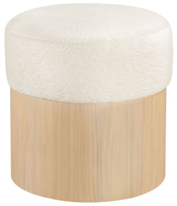 Meridian Furniture Nimes Cream/Natural Velour Fur Ottoman-0
