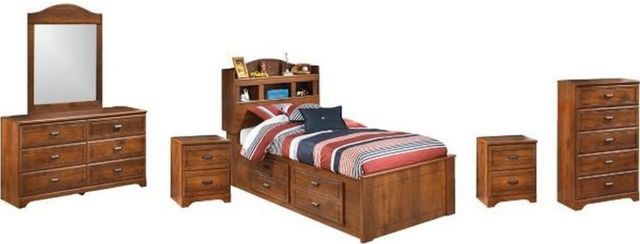 Signature Design by Ashley® Barchan 6-Piece Medium Brown Twin Bookcase Bed Set-0