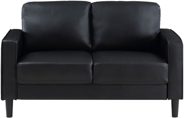 Coaster® Ruth Black Upholstered Track Arm Loveseat-1