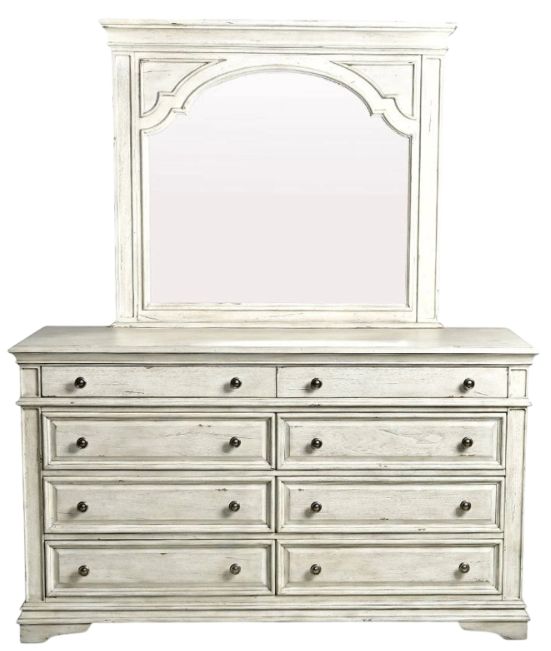 Steve Silver Co. Highland Park Cathedral White Dresser and Mirror-2