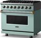 Viking® 5 Series 36" Splash Pro Style Dual Fuel (LP) Range with Brushed Brass Trim-3