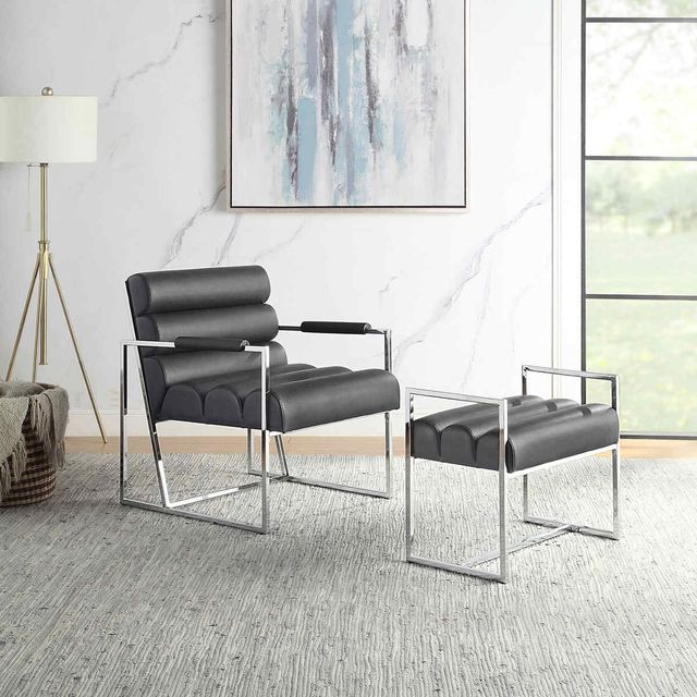 Mazin Furniture Juno Grey Ottoman-2