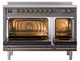 Ilve® Nostalgie II Noblesse 48'' Graphite Matte Pro Style Induction Range with Brass Trim-1