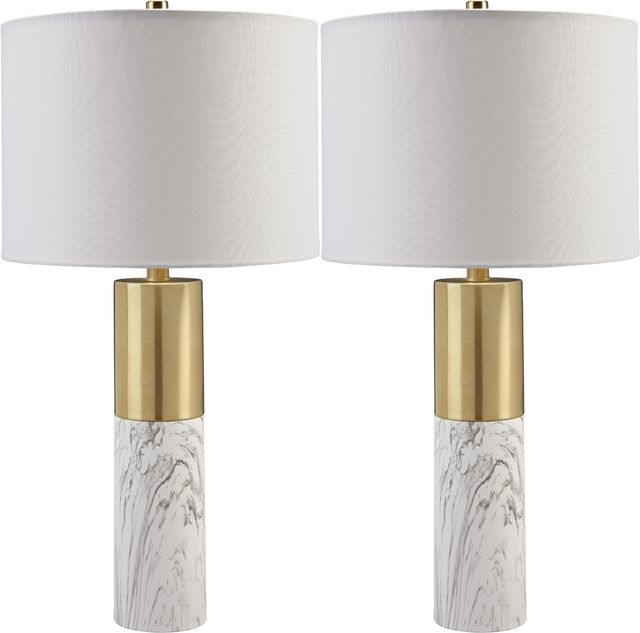 Signature Design by Ashley® Samney 2-Piece Gold/White Table Lamps-0