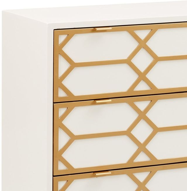 Olliix by Madison Park White Maria Gold Lattice Accent Chest-3