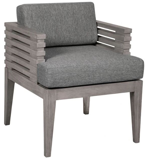 Armen Living Vivid Light Gray Olefin/Wooden Outdoor Dining Chair-0