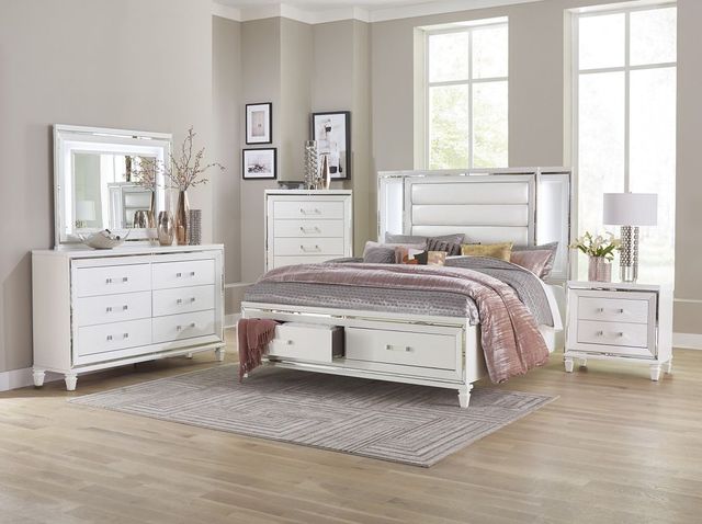 Mazin Furniture Tamsin White Metallic Nightstand-4