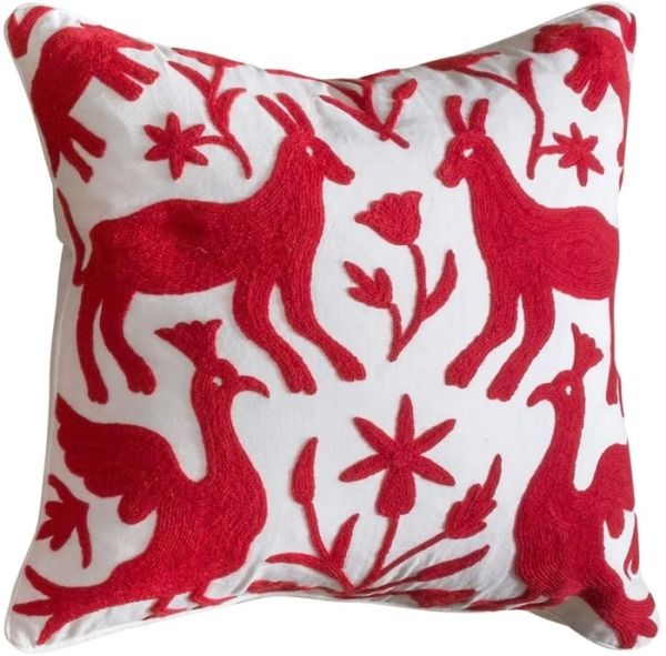 Harp & Finial® Eden Red/White Throw Pillow-0