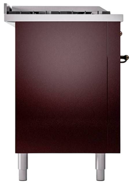 Ilve® Nostalgie II Noblesse 60'' Burgundy Pro Style Dual Fuel Range with Burnished Trim-2