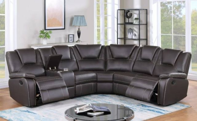 Milton Greens Stars 7-Piece Brown Leather Modular Manual Recliner Sectional-2
