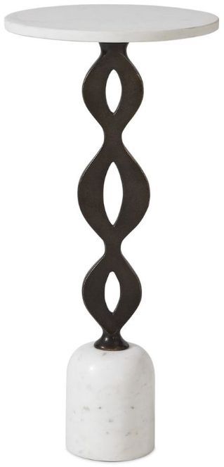 Uttermost® Ila Dark Bronze/White Round Drink Table-0