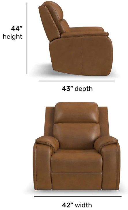 Flexsteel® Ziggy Camel Leather Power Recliner with Power Headrest and Lumbar-2