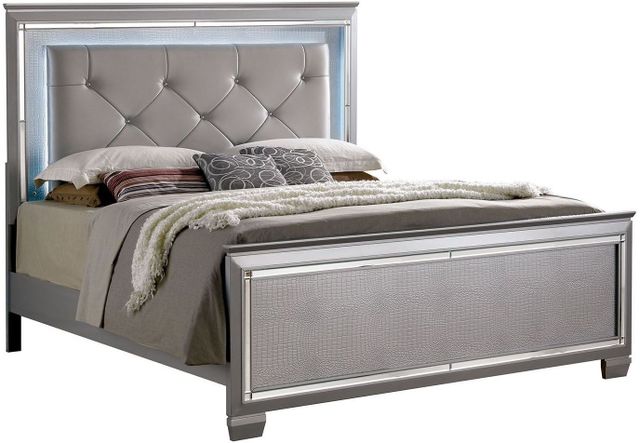 Furniture of America® Bellanova Gray 4-Piece Queen Upholstered Bedroom Set-1
