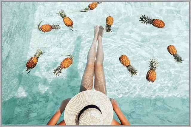 Classy Living Adventurous Pineapples in Pool Art Wall Art-0