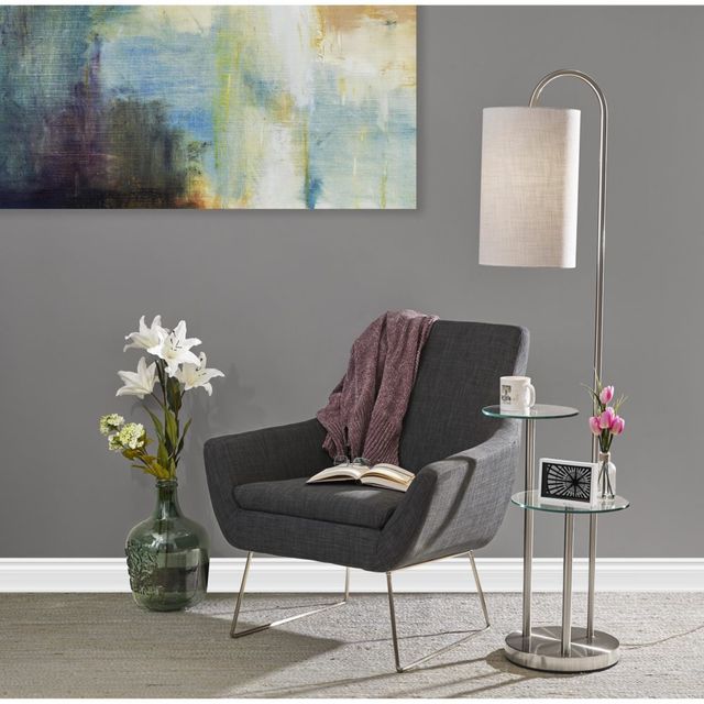 Adesso® Leonard Brushed Steel Shelf Floor Lamp-3
