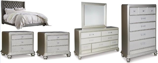 Signature Design by Ashley® Coralayne 6-Piece Gray Queen Upholstered Bed Set-0