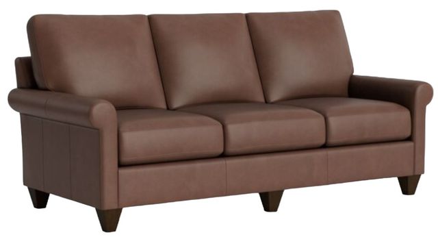 Bassett® Furniture Customizable Benchmade Premier Leather Roll Arm Sofa-0