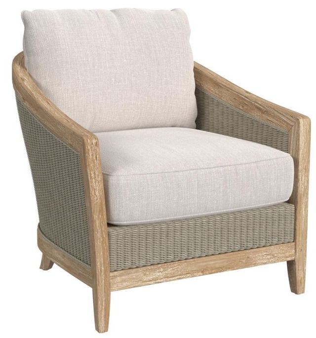 Sunset West Cambria Latte/Natural Teak/Wicker Outdoor Club Chair with Canvas Canvas Cushion-0