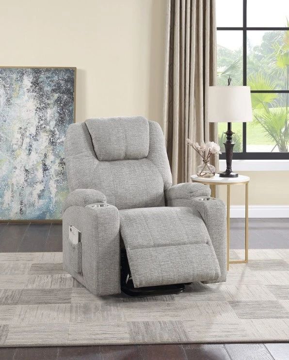 ACME Furniture Evander Light Gray Power Lift Recliner and Massage-1