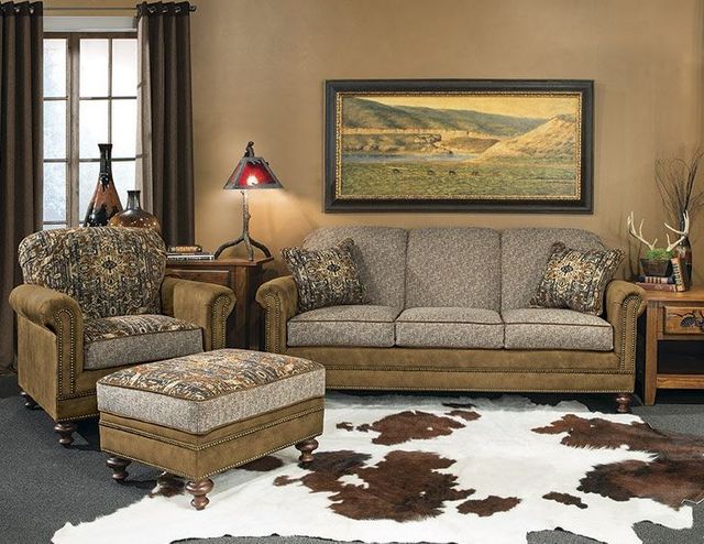 Marshfield Furniture Quincy Black/Light Brown (Leather) Sofa-1