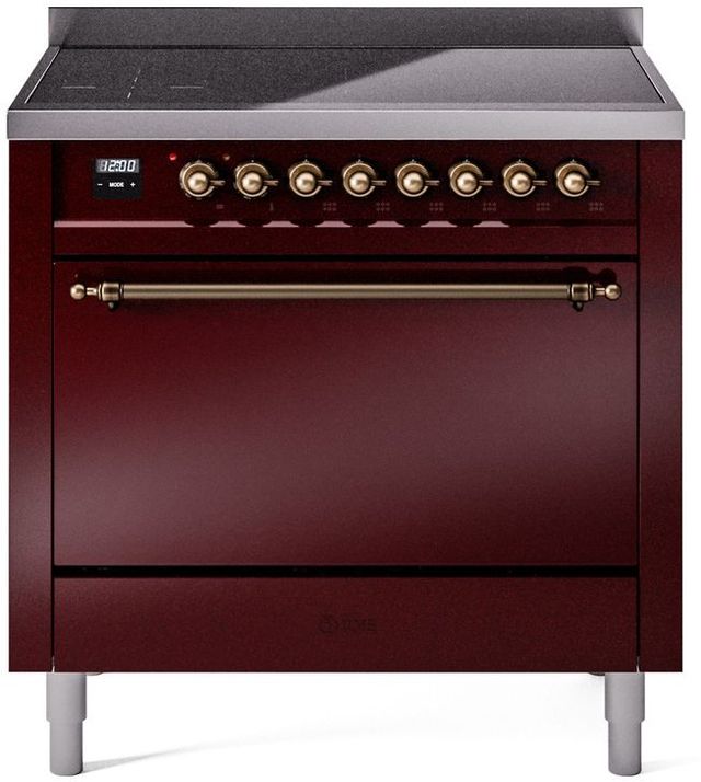 Ilve® Nostalgie II Series 36" Burgundy Pro Style Induction Range-0