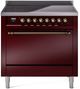 Ilve® Nostalgie II Series 36" Burgundy Pro Style Induction Range-0