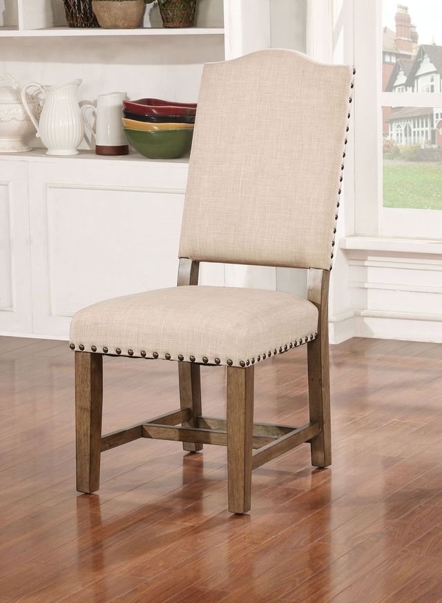 Furniture of America® Julia 2-Piece Beige/Light Oak Dining Side Chair Set-3