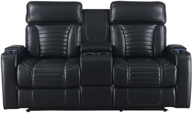 Steve Silver Co. Lavon Midnight Dual-Power Reclining Loveseat with Console-0