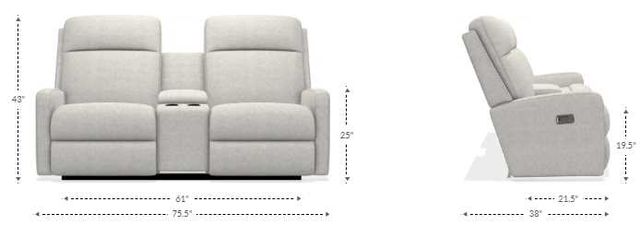 La-Z-Boy® Finley Otter Leather Power Wall Reclining Loveseat with Console and Headrest-2