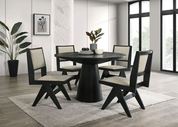 Furniture of America® Tottenham 5-Piece Black Dining Table Set-0
