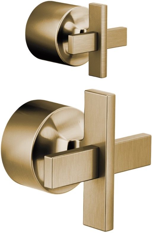 Brizo Levoir® Brilliance® Luxe Gold® Pressure Balance Valve with Integrated Diverter Trim Cross Handle Kit-0