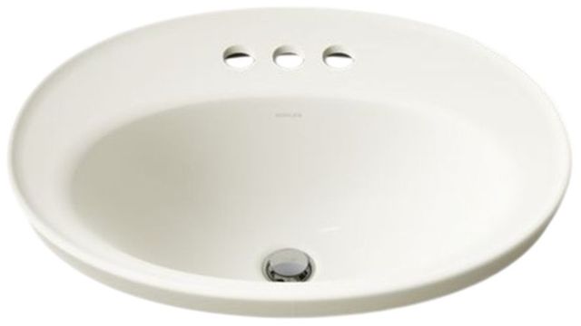 Kohler Serif® Biscuit 22.25" Oval Drop-In Bathroom Sink 3-Holes-4