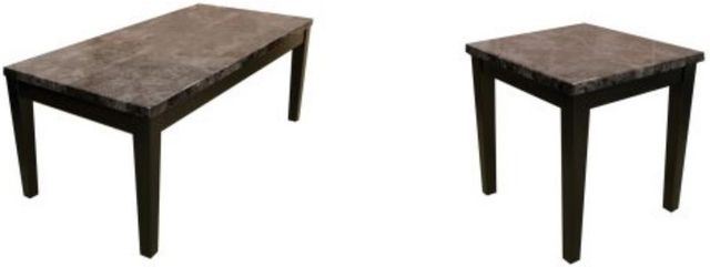 American Wholesale Furniture 3-Piece Black/Faux Marble Table Set-0