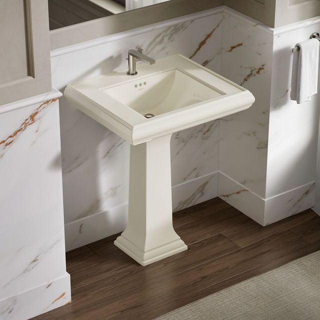Kohler Memoirs® Classic Biscuit 27.25" Rectangular Pedestal Bathroom Sink-2