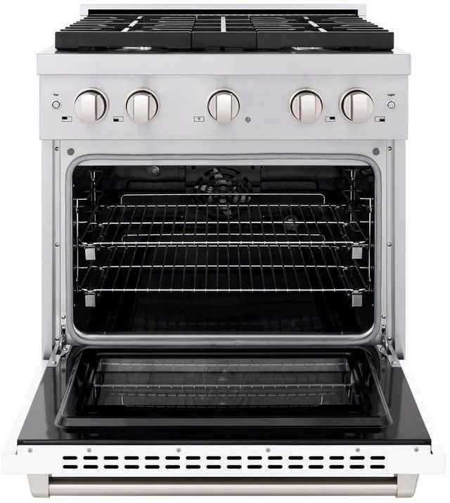 ZLINE Paramount 30" Stainless Steel Pro Style Dual Fuel Range with White Matte Door-1