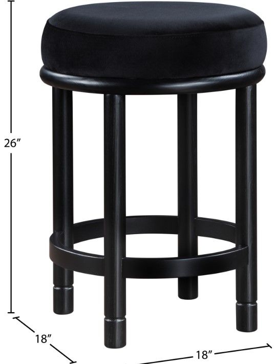 Meridian Furniture Monette Black Velvet Upholstered Counter Stool-4