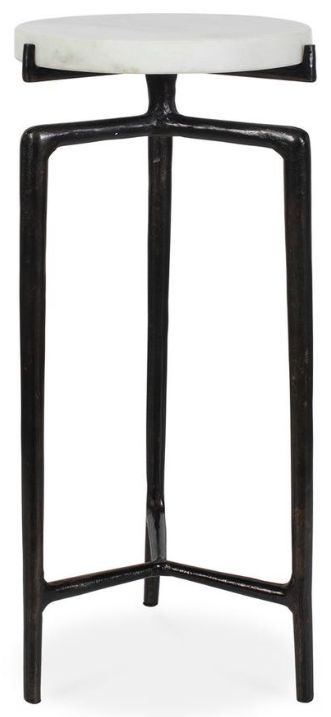 Uttermost® Tobias Antiqued Dark Bronze/White Marble Slab Drink Table-0