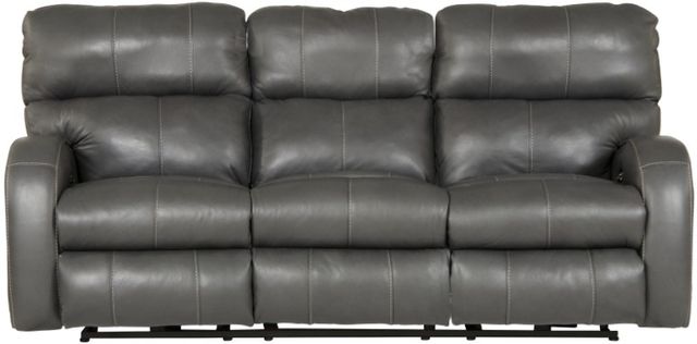 Catnapper® Angelo Gunmetal Leather Power Lay Flat Reclining Sofa with Power Adjustable Headrest-3