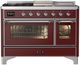 Ilve® Majestic III 48" Burgundy Pro Style Dual Fuel Natural Gas Range with 5 Black Brass Burners and Chrome Trim-0