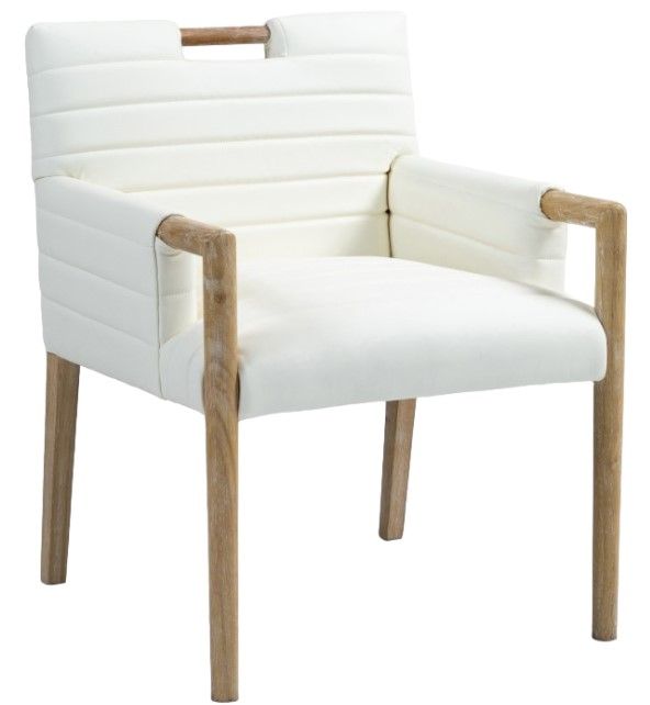Meridian Furniture Aimee Cream/Natural Leather Dining Arm Chair-0