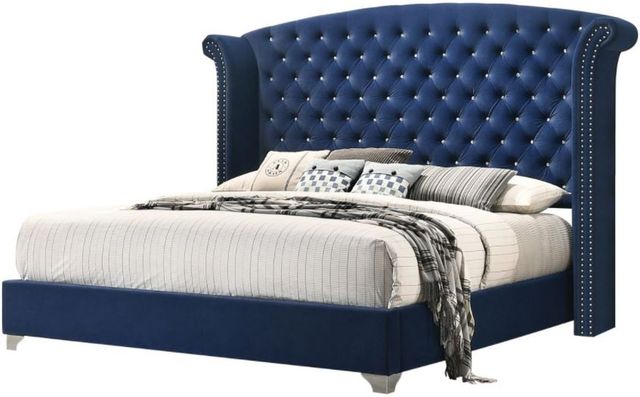 Coaster® Melody Pacific Blue California King Wingback Upholstered Bed-0