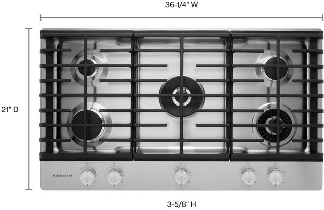 KitchenAid® 36'' Stainless Steel Gas Cooktop-2
