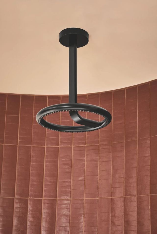 Brizo Roccesco™ Matte Black Single-Function Halo Raincan Shower Head-2